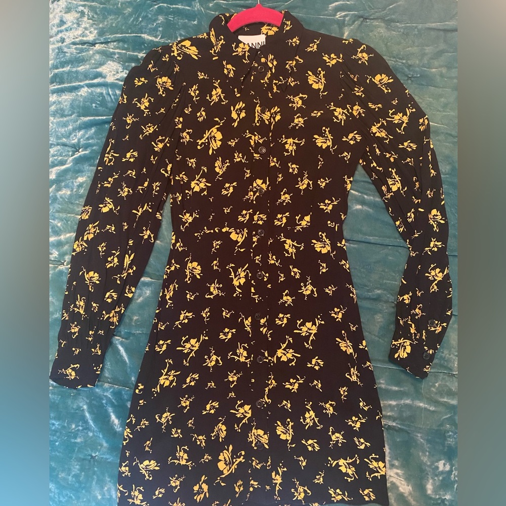 GANNI Crepe Shirt Dress